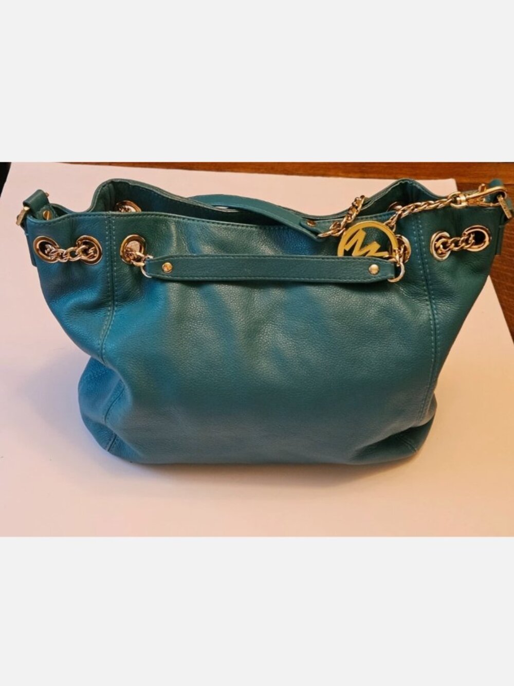 Turquoise leather Michael Kors Jet Set Medium Teal Crossbody/Tote Bag